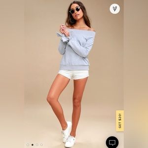 Lulus Grey Off-the-Shoulder Sweatshirt XS
